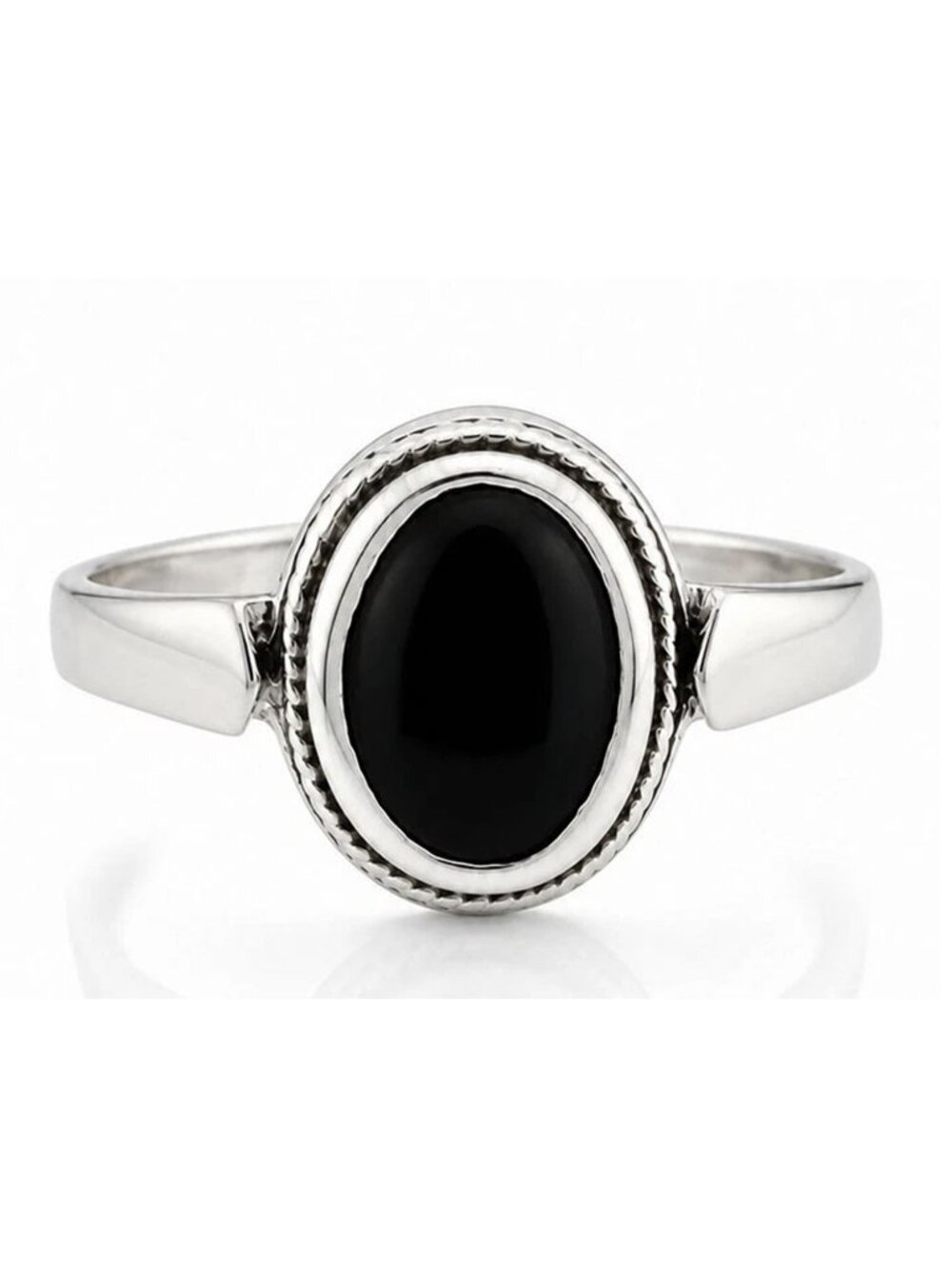 Genuine 1.0 Cts Black Onyx Solitaire Ring Solid .925 Silver